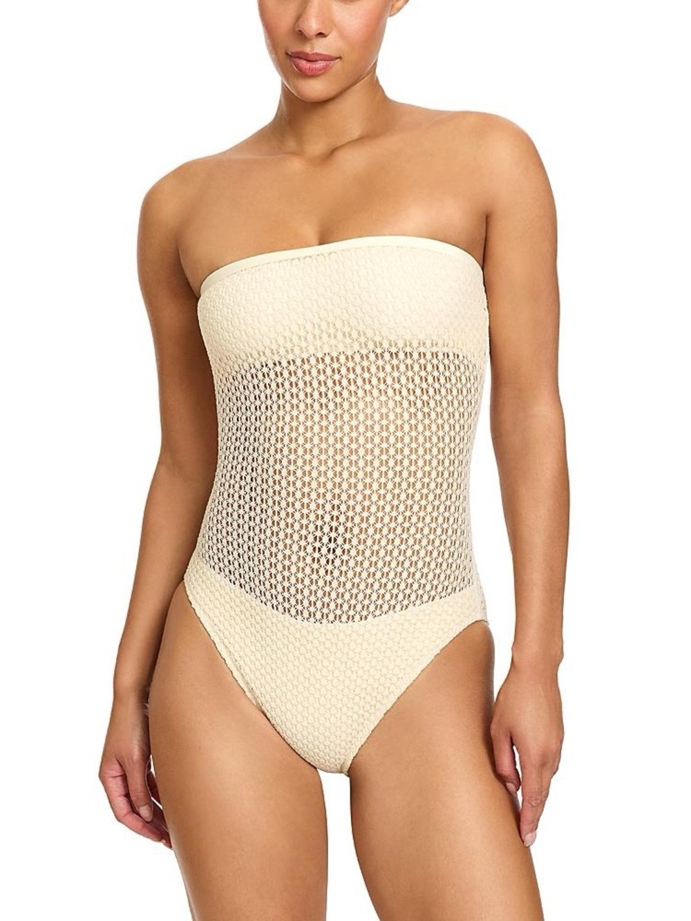 Crochet One-Piece Swimsuit in Cream